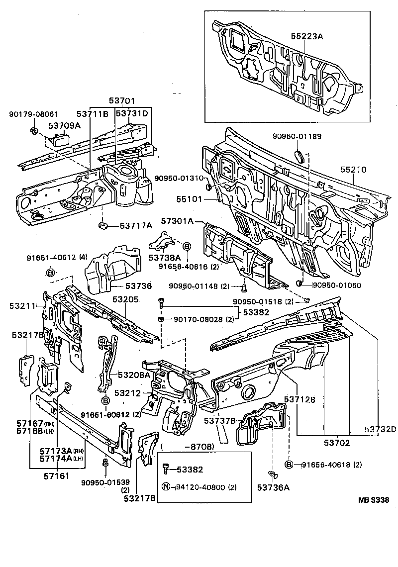  CAMRY VISTA |  FRONT FENDER APRON DASH PANEL