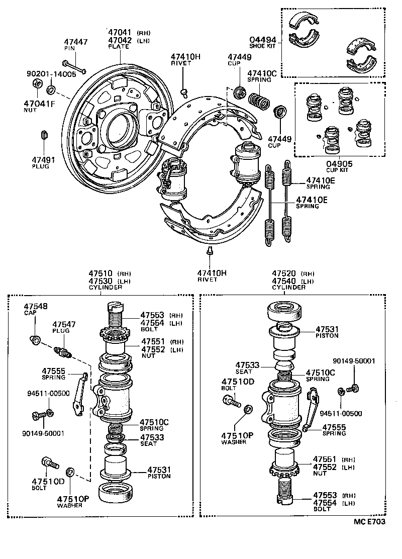  DYNA TOYOACE |  FRONT DRUM BRAKE WHEEL CYLINDER BACKING PLATE