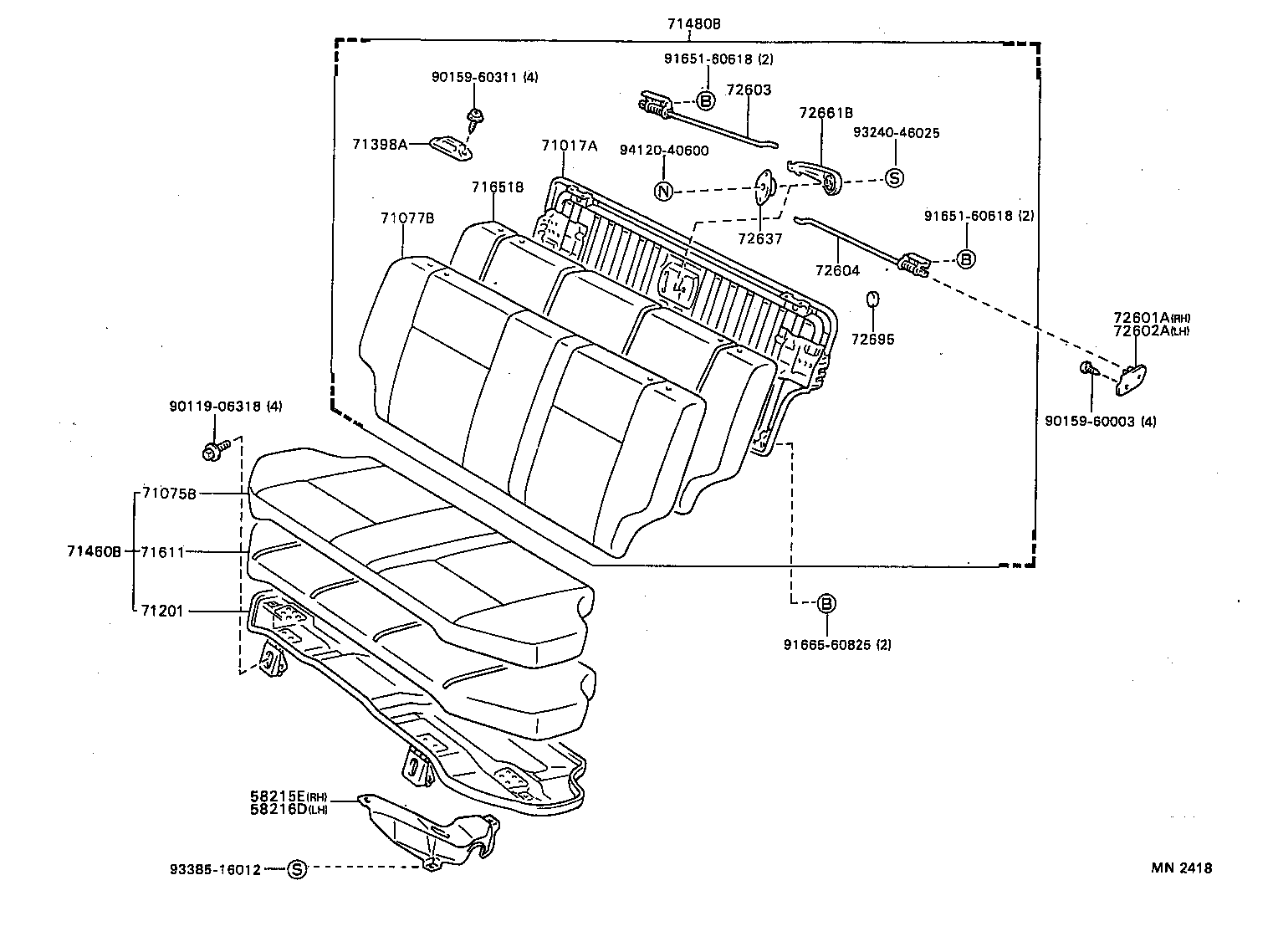  CORONA |  REAR SEAT SEAT TRACK