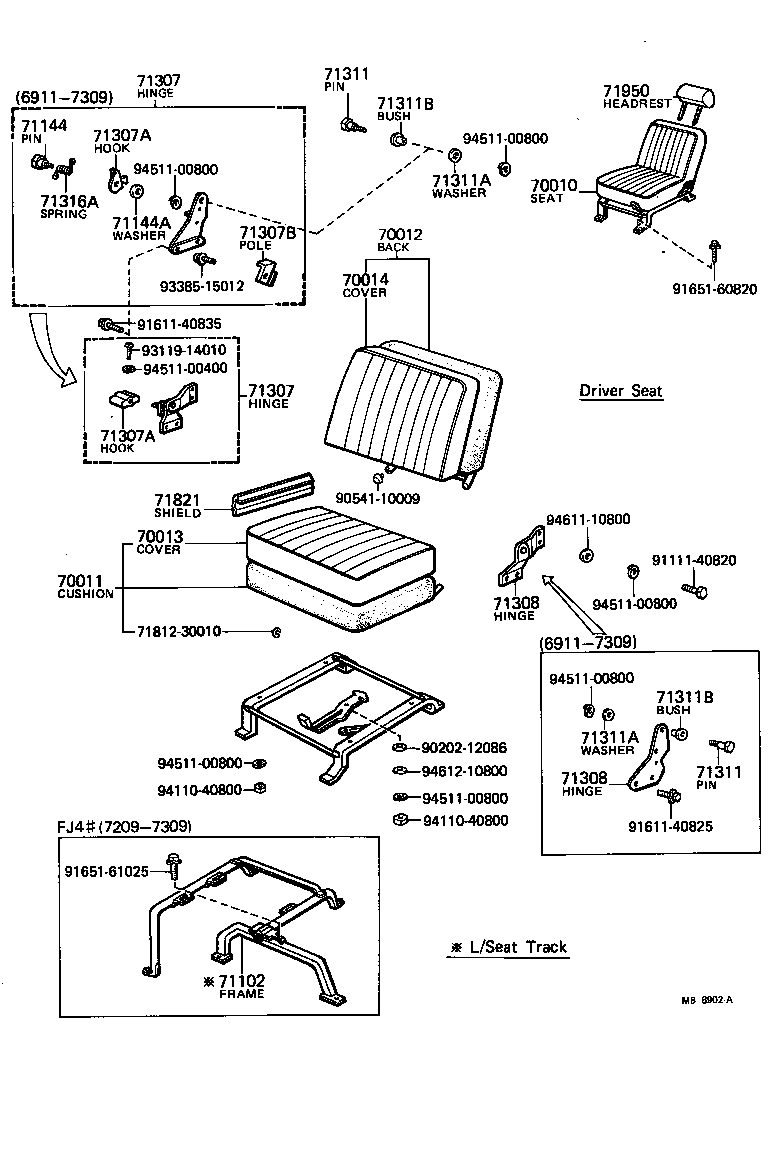  LAND CRUISER VAN |  SEAT SEAT TRACK