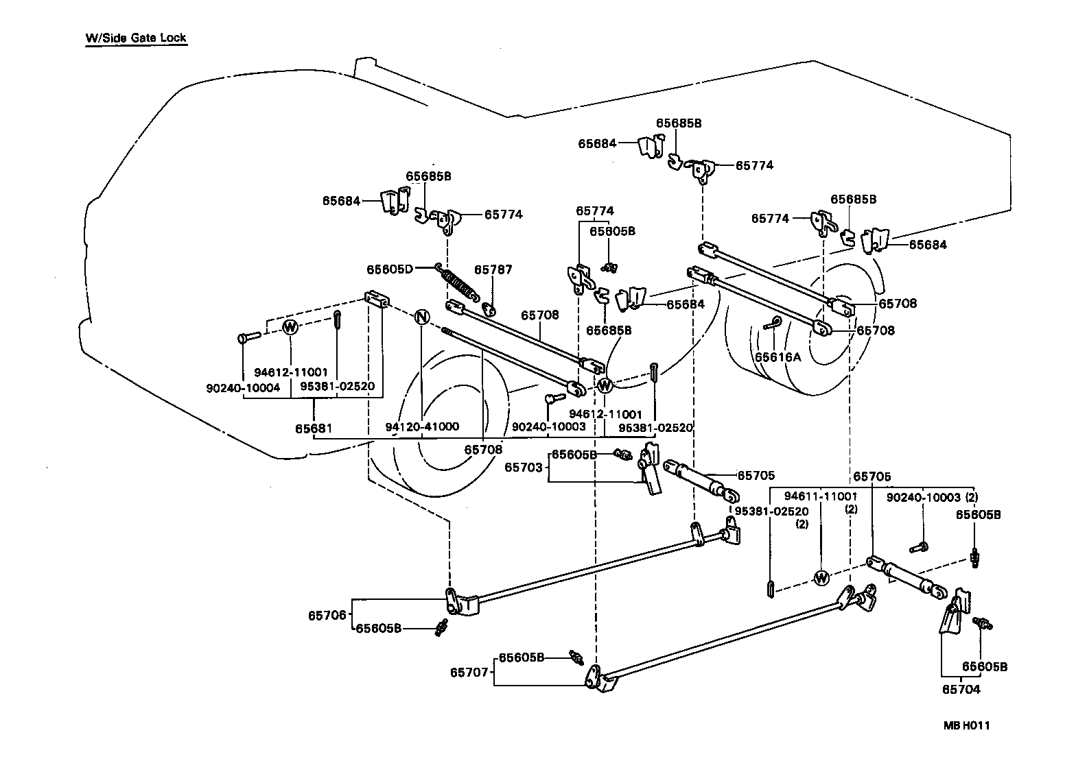  DYNA TOYOACE |  REAR BODY SIDE GATE LOCK TAIL GATE LOCK