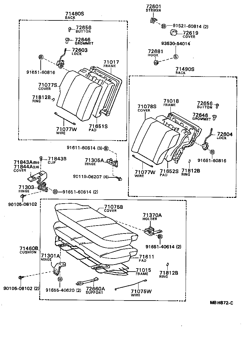  COROLLA 2 |  REAR SEAT SEAT TRACK
