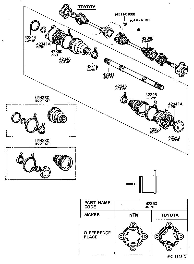  CARINA FR |  REAR AXLE SHAFT HUB