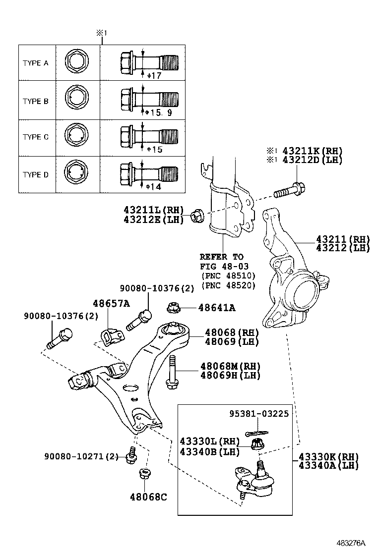  CAMRY HYBRID |  FRONT AXLE ARM STEERING KNUCKLE