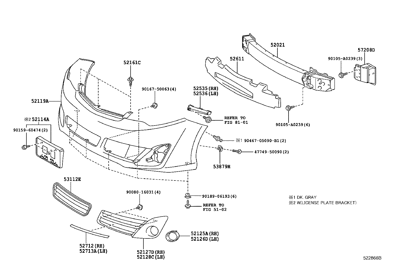  CAMRY HYBRID |  FRONT BUMPER BUMPER STAY