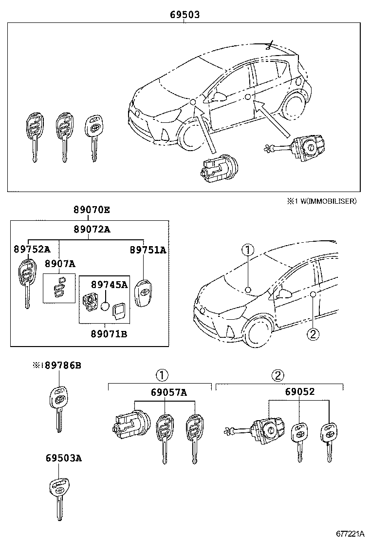  PRIUS C |  LOCK CYLINDER SET