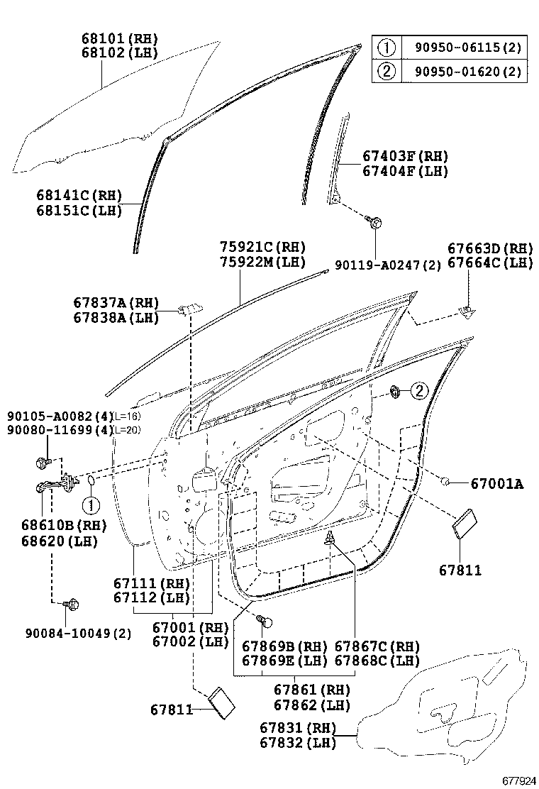  COROLLA |  FRONT DOOR PANEL GLASS