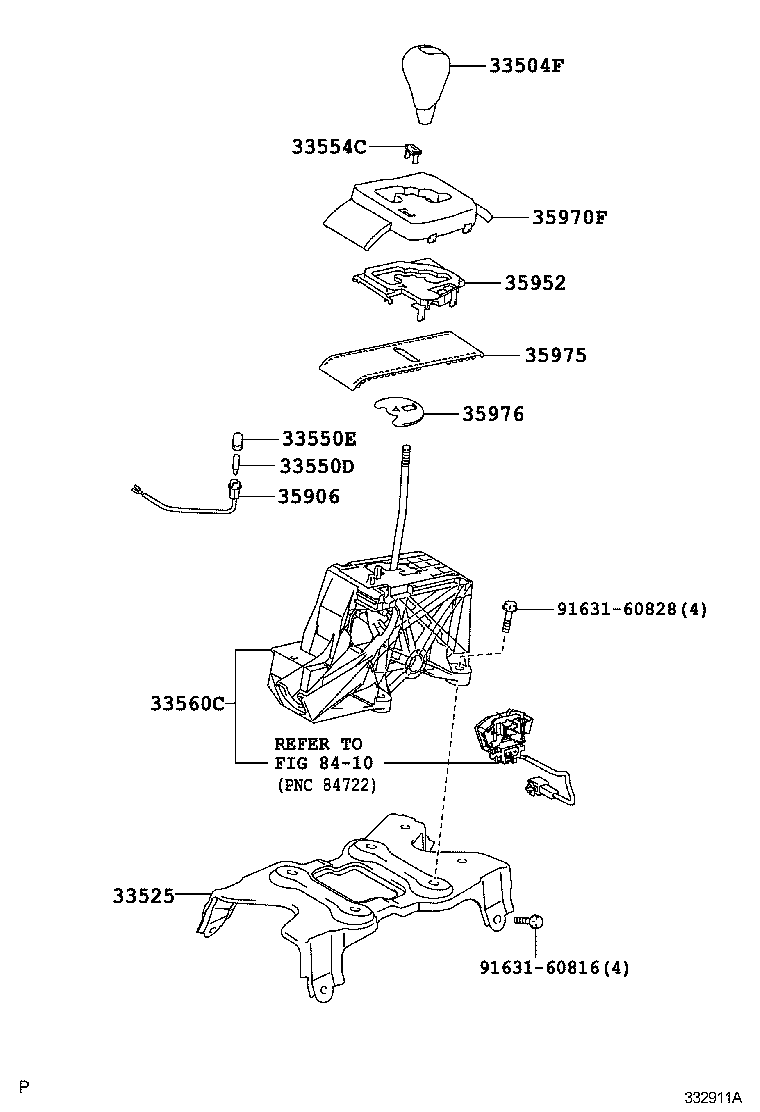  ES350 |  SHIFT LEVER RETAINER