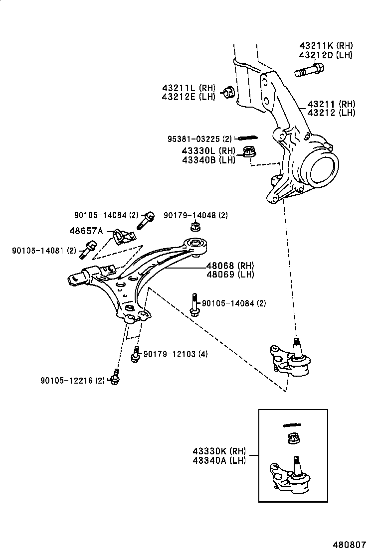  ES300 |  FRONT AXLE ARM STEERING KNUCKLE