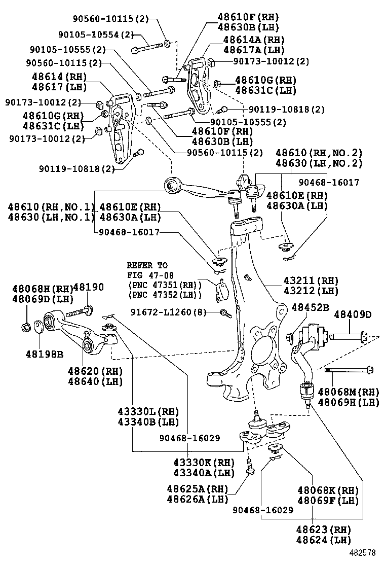  LS600HL |  FRONT AXLE ARM STEERING KNUCKLE