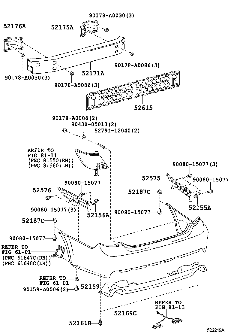  AVALON |  REAR BUMPER BUMPER STAY