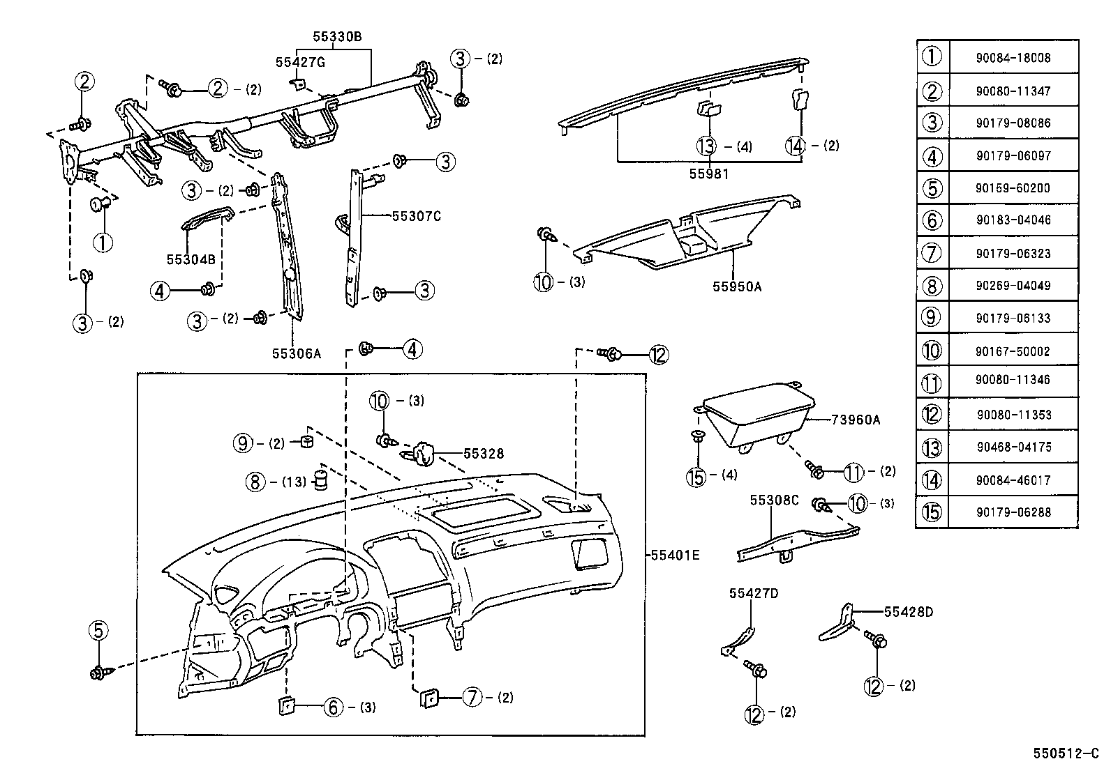  ES300 |  INSTRUMENT PANEL GLOVE COMPARTMENT