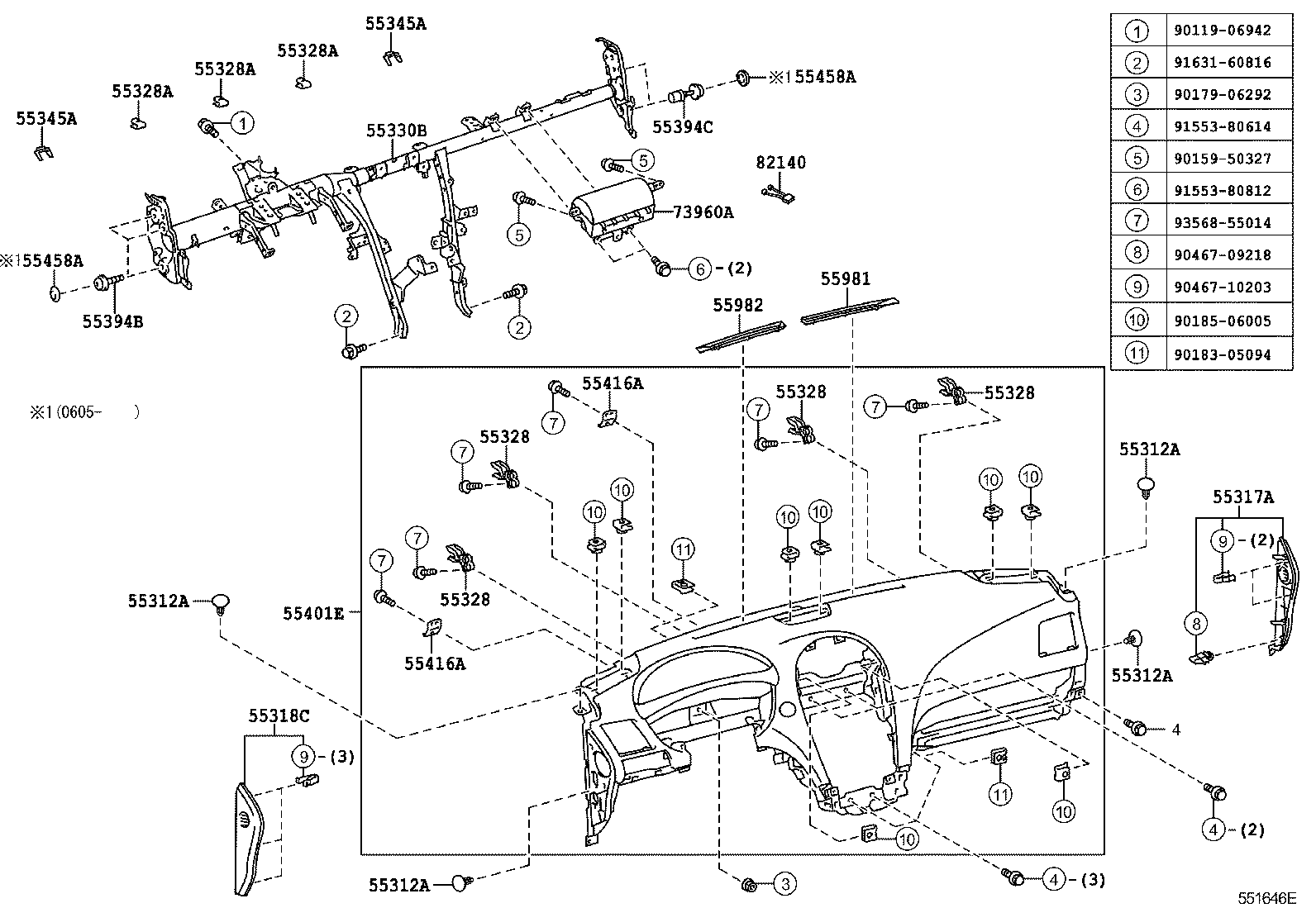  ES350 |  INSTRUMENT PANEL GLOVE COMPARTMENT