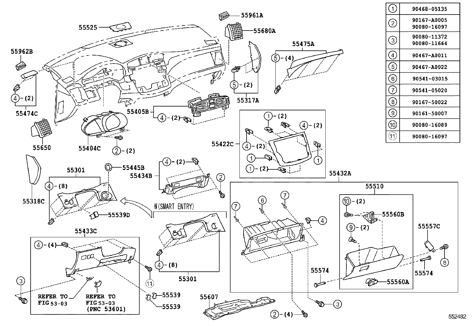  AVALON |  INSTRUMENT PANEL GLOVE COMPARTMENT