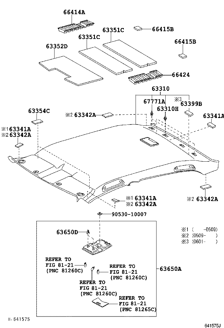  AVALON |  ROOF HEADLINING SILENCER PAD