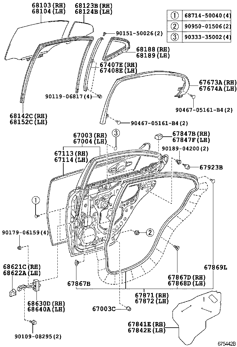  IS F |  REAR DOOR PANEL GLASS