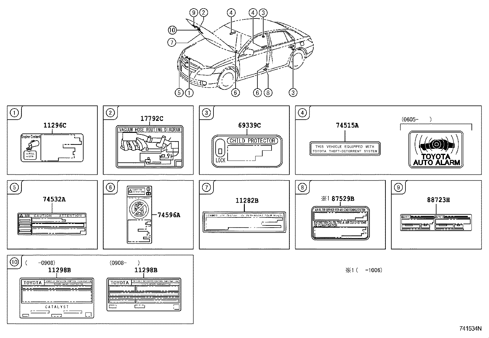  AVALON |  CAUTION PLATE EXTERIOR INTERIOR