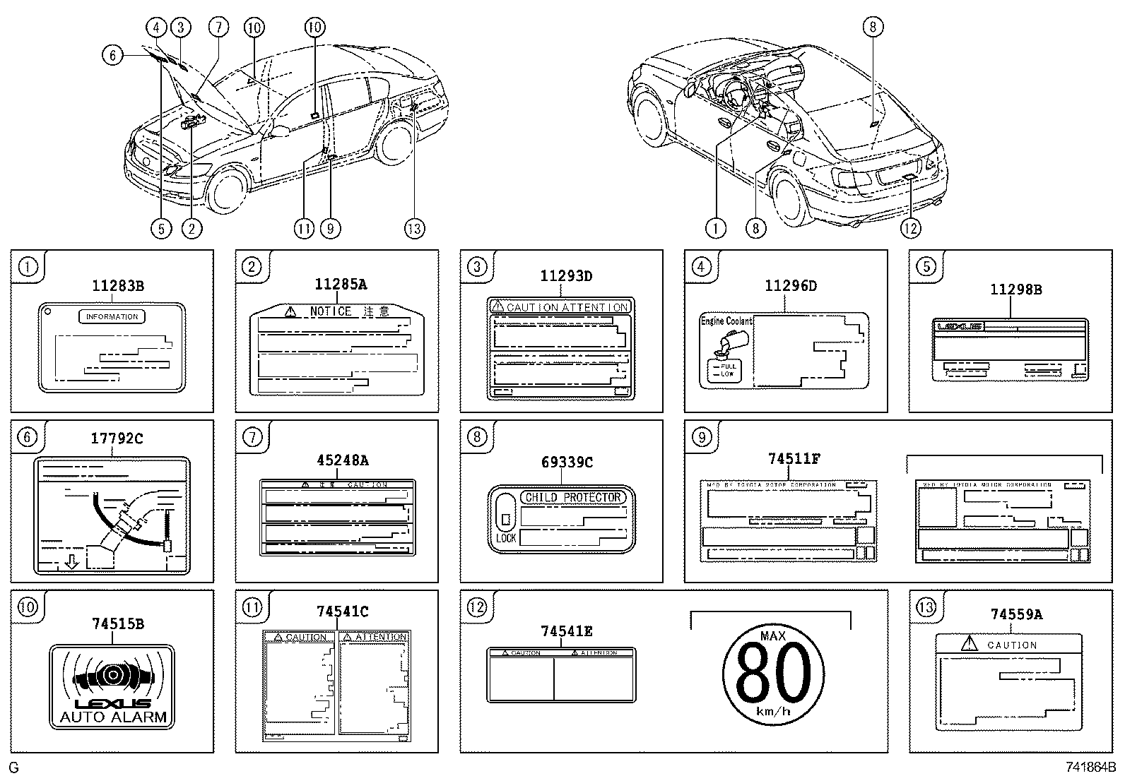  GS450H |  CAUTION PLATE EXTERIOR INTERIOR