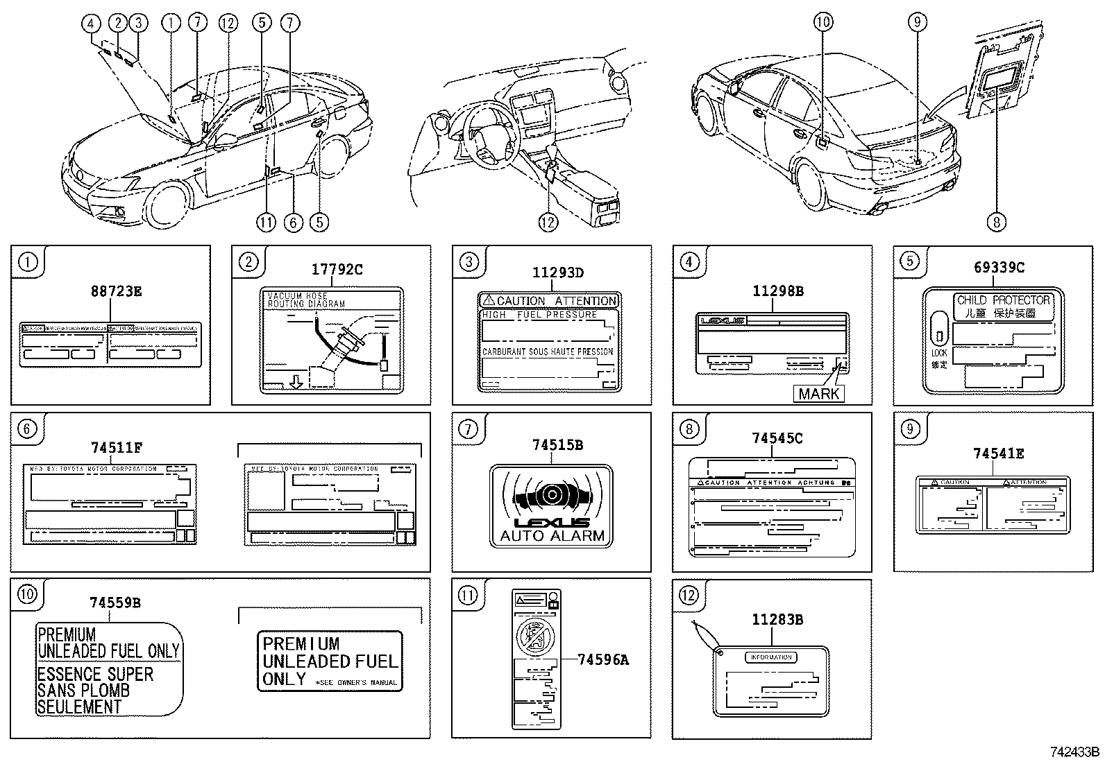  IS F |  CAUTION PLATE EXTERIOR INTERIOR