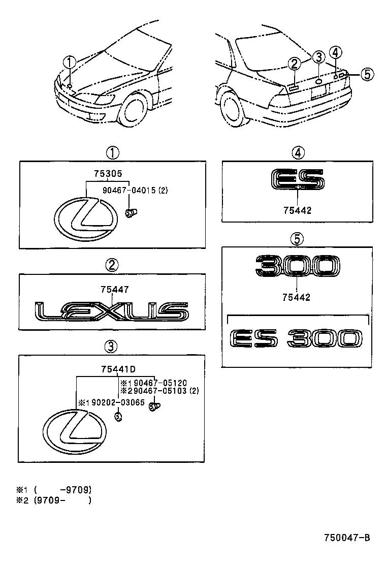  ES300 |  EMBLEM NAME PLATE EXTERIOR INTERIOR