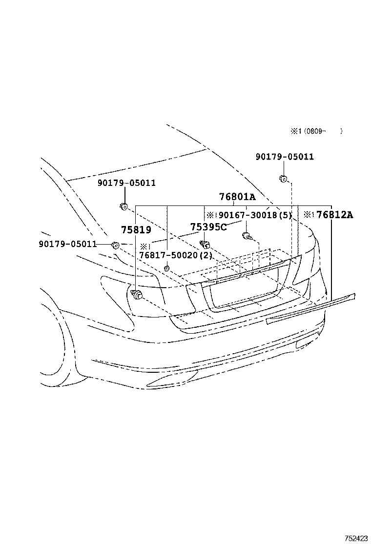  LS600HL |  REAR MOULDING