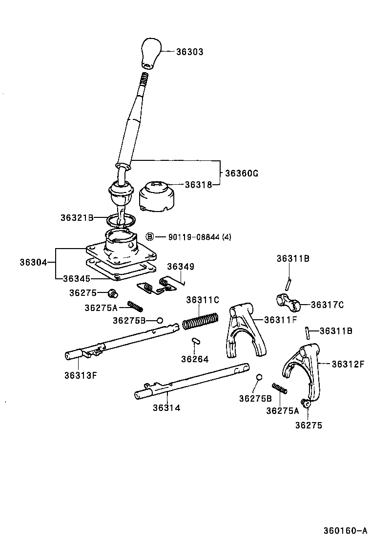  T100 |  TRANSFER LEVER SHIFT ROD