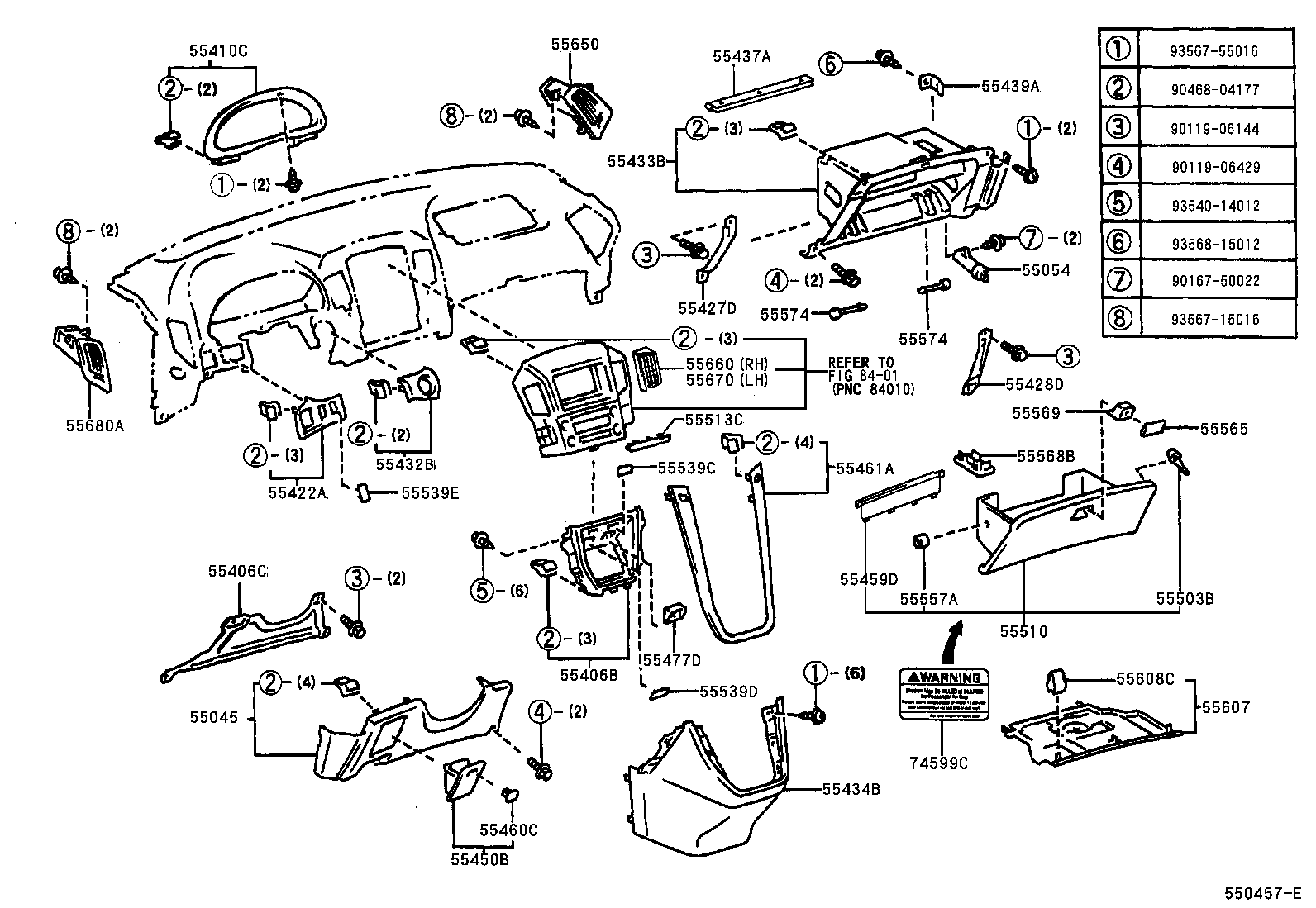  RX300 |  INSTRUMENT PANEL GLOVE COMPARTMENT