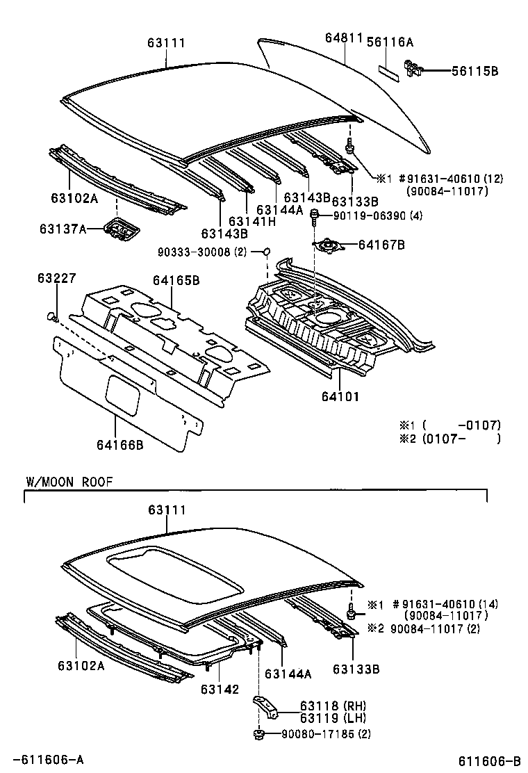  AVALON |  ROOF PANEL BACK WINDOW GLASS