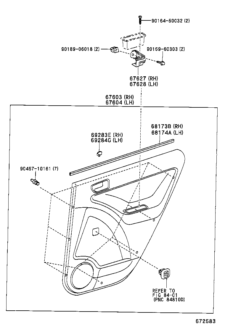  COROLLA MATRIX NAP |  REAR DOOR PANEL GLASS