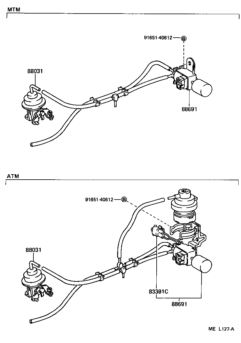  TERCEL |  HEATING AIR CONDITIONING VACUUM PIPING