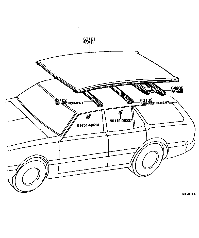  CORONA |  ROOF PANEL BACK WINDOW GLASS