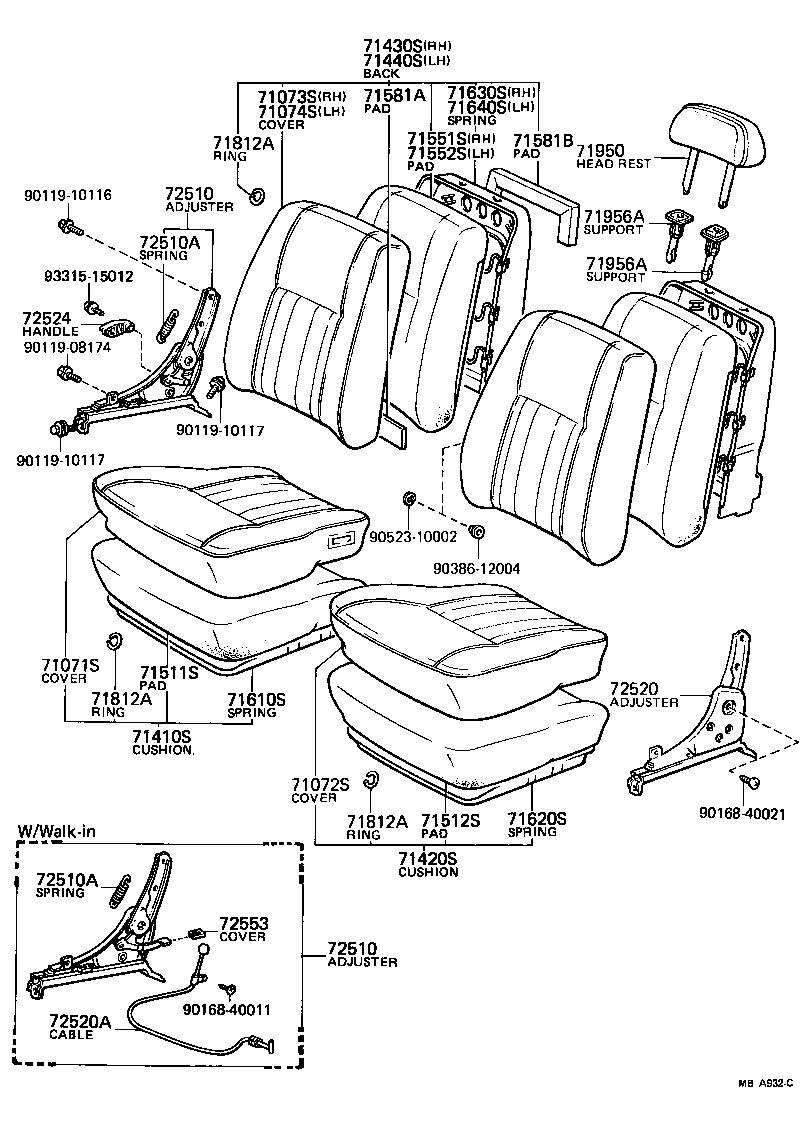  TERCEL |  FRONT SEAT SEAT TRACK