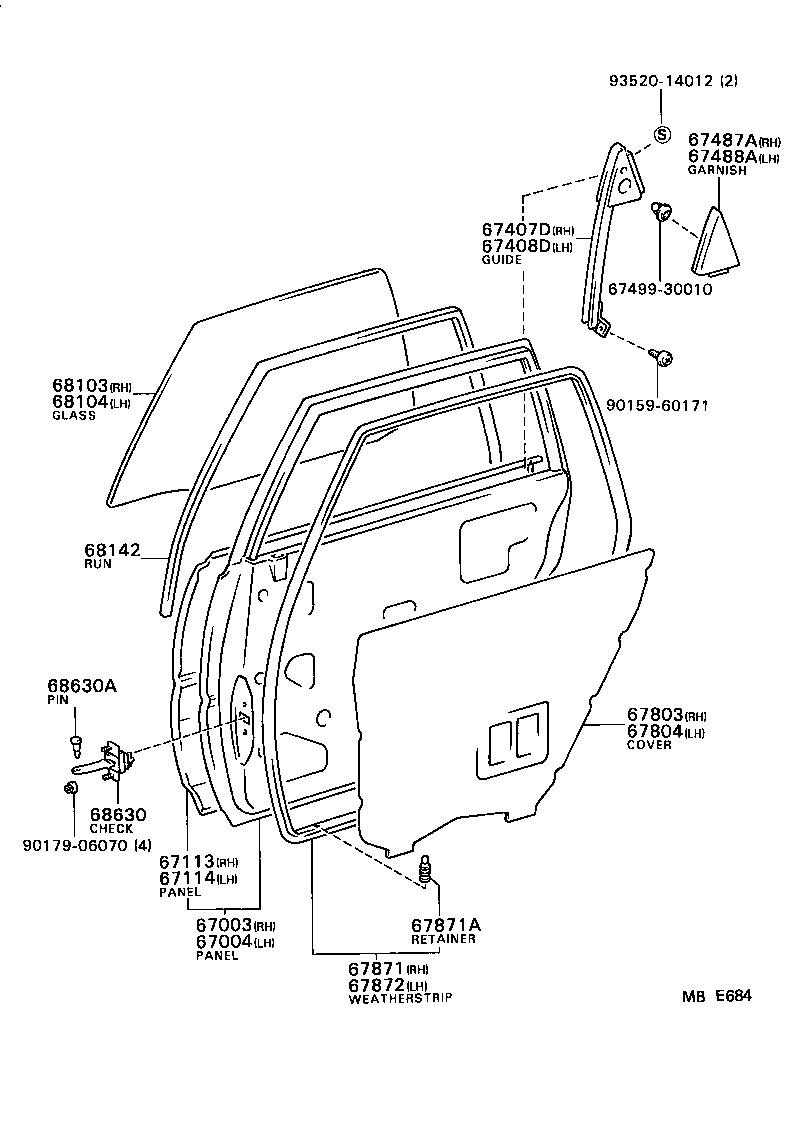  CAMRY |  REAR DOOR PANEL GLASS