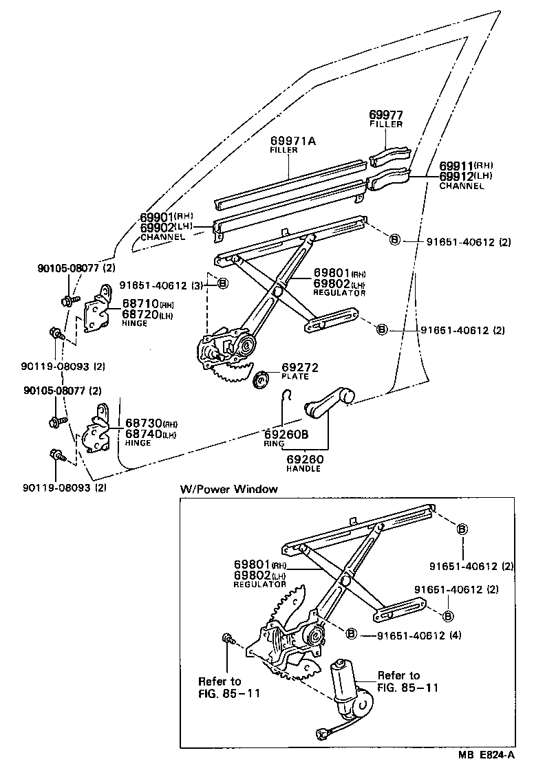  CAMRY |  FRONT DOOR WINDOW REGULATOR HINGE